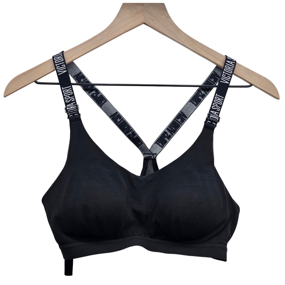 Victoria Sport Incredible‎ Lightweight Sports Bra Black Logo Straps 34B Wireless
